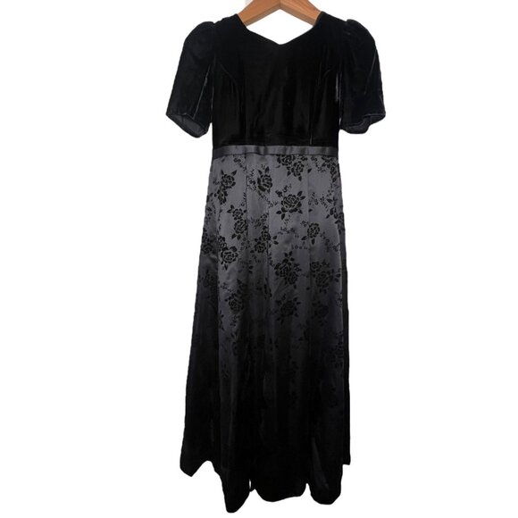 Vintage Fairy Grunge Y2K Witchy Whimsigoth Black Maxi Formal Prom Dress Velvet 6 - Picture 1 of 12